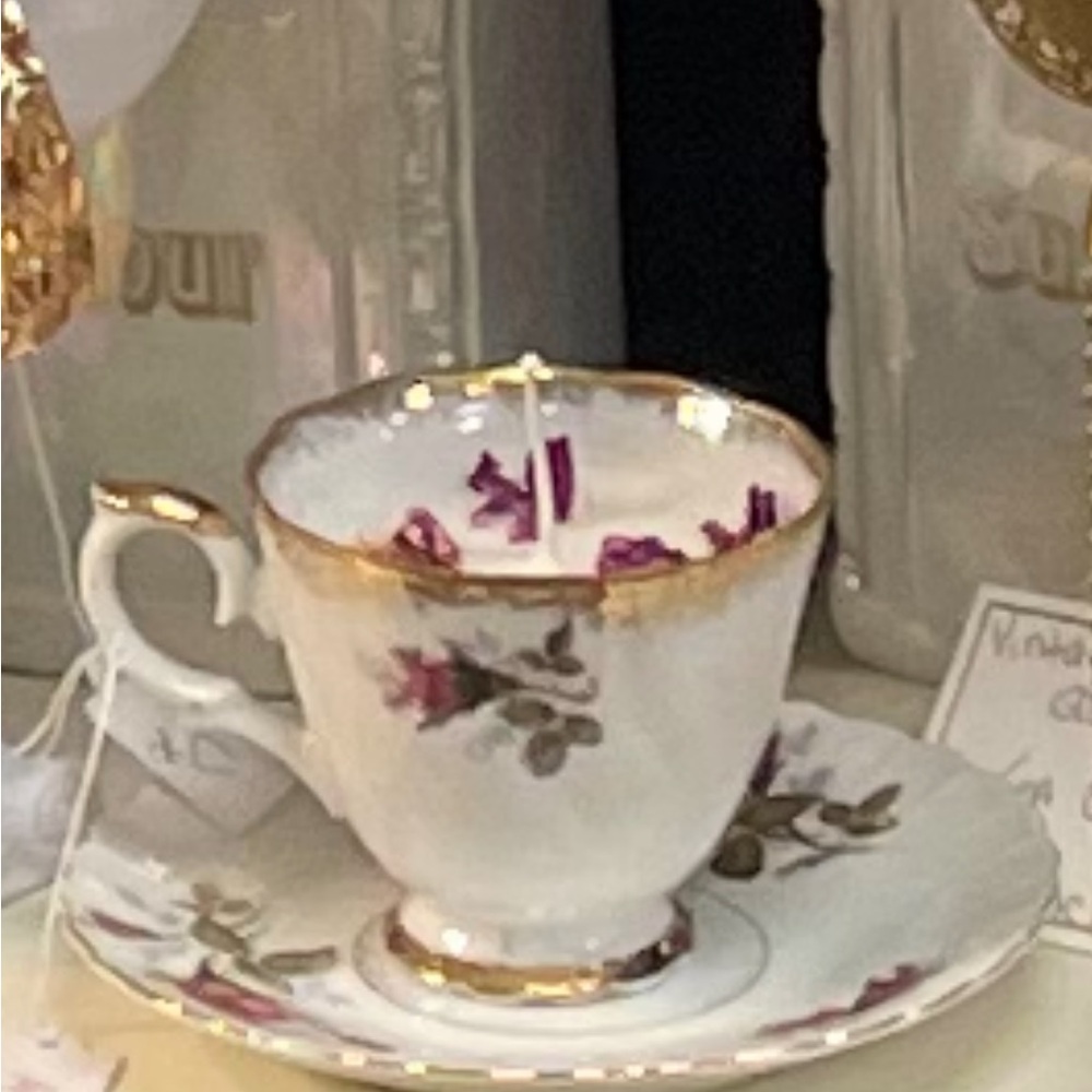 Elegant Floral Teacup and Saucer Set
